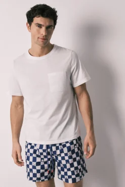 Fato de banho de homem estampado aos quadrados e Looney Tunes