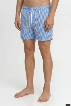 Fato de banho estampado de riscas com logo