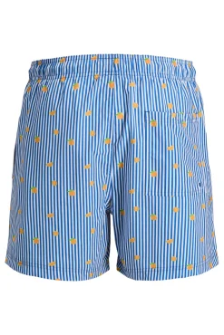 Fato de banho estampado de riscas com logo