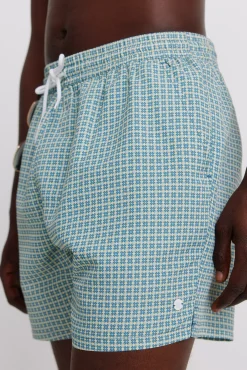 Fato de banho estampado geométrico bolso fecho-éclair