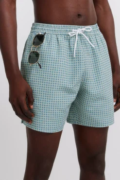 Fato de banho estampado geométrico bolso fecho-éclair