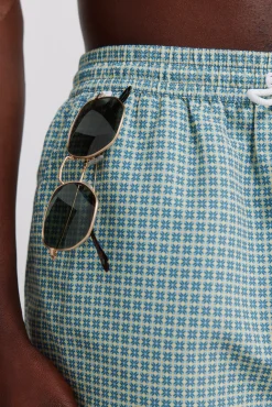 Fato de banho estampado geométrico bolso fecho-éclair