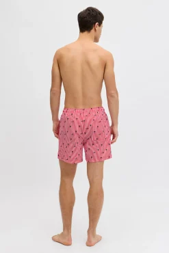 Fato de banho estampado às riscas com logo
