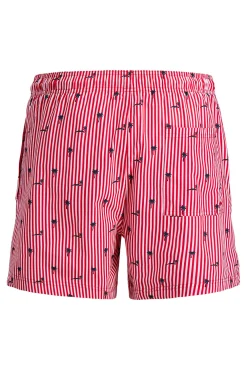 Fato de banho estampado às riscas com logo