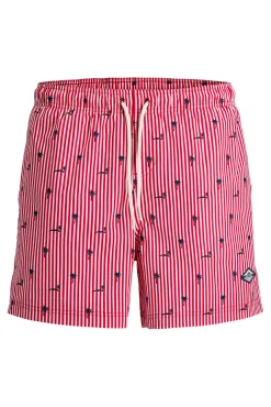 Fato de banho estampado às riscas com logo