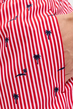 Fato de banho estampado às riscas com logo