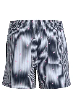 Fato de banho estampado às riscas com logo