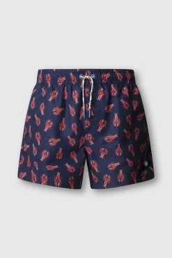 Fato de banho regular com cordão estampado lagostas