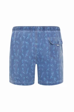 Fato de banho bermuda azul lavagem cavalo-marinho