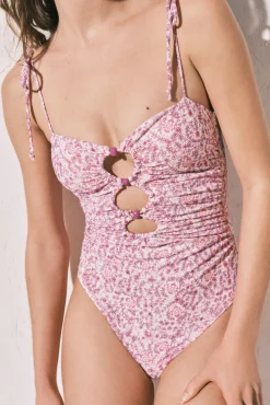 Fato de banho cut out estampado mini flores
