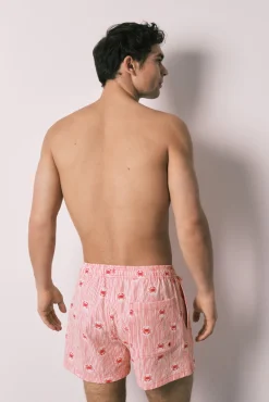Fato de banho de homem estampado riscas e caranguejos