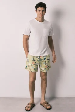 Fato de banho de homem estampado tropical Snoopy