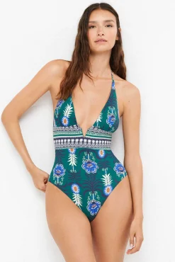 Fato de banho halter sem aro estampado
