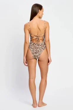 Fato de banho menstrual de costas cruzadas de fluxo moderado Sea Swirl