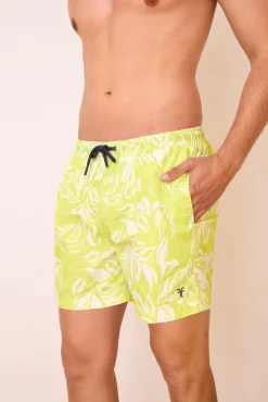 Fato de banho para homem estampado de folhas de lima