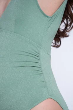 Fato de banho pré-mamã em lurex e decote cruzado