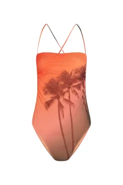 Fato de banho reto em tercido mesh estampado degradê