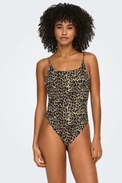 Fato de banho sem aros estampado leopardo