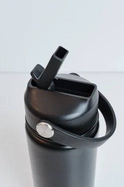 Garrafa de aço inoxidável preta