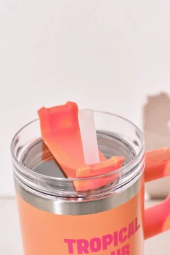 Garrafa em aço inoxidável com alça laranja