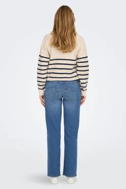 Jeans de maternidade perna larga