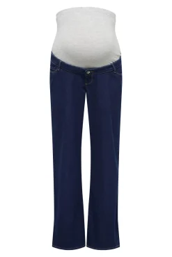 Jeans perna larga maternidade