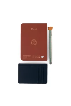 Kit de caderno A6 + porta-cartões + caneta apagável Bo-Bo Urso - TALENT-OSO