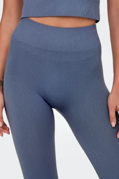 Legging canelada azul sem costura