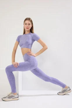 Legging desportivo comprido cintura alta mesclado