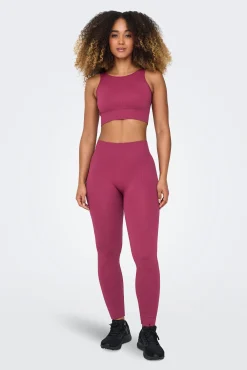 Leggings com nervuras de cintura alta sem costura