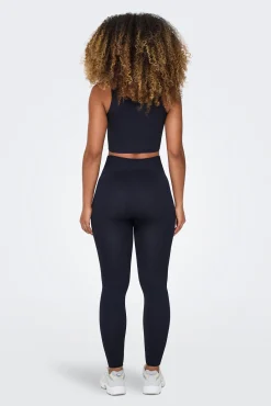 Leggings com nervuras de cintura alta sem costura