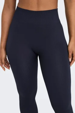 Leggings com nervuras de cintura alta sem costura