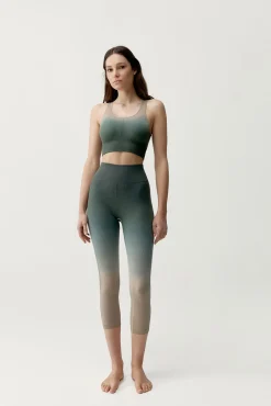 Leggings desportivos Dione verde e bege