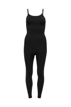 Macacão preto sem costuras com alças