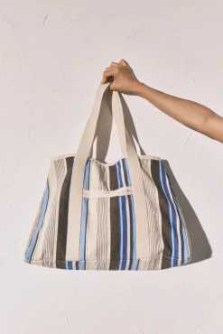 Mala tote bag de praia estampada às riscas