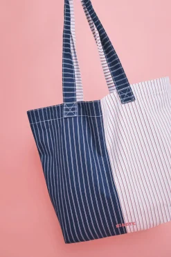 Mala tote bag estampada riscas azul