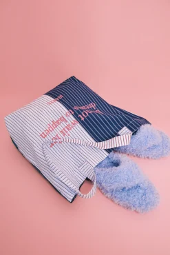 Mala tote bag estampada riscas azul