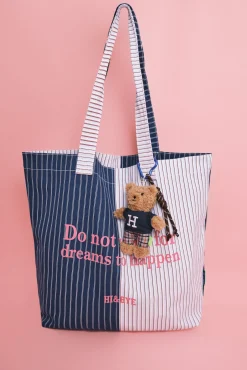Mala tote bag estampada riscas azul