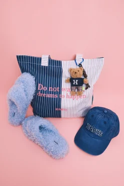 Mala tote bag estampada riscas azul