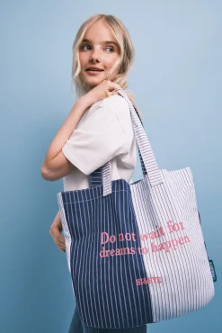 Mala tote bag estampada riscas azul