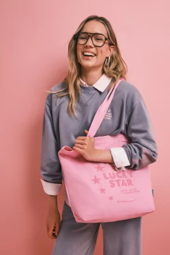 Mala tote bag rosa estrelas