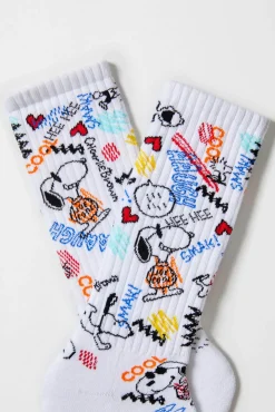 Meias altas desportivas Snoopy em algodão orgânico