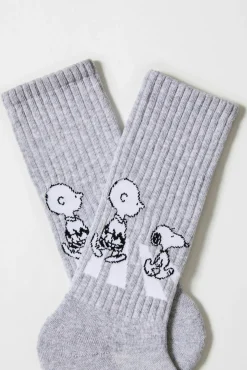 Meias altas desportivas Snoopy em algodão