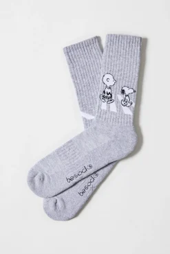Meias altas desportivas Snoopy em algodão