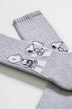 Meias altas desportivas Snoopy em algodão
