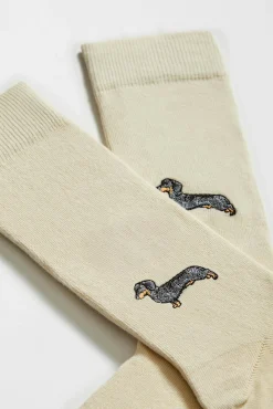 Meias altas estampado cão salsicha em algodão orgânico