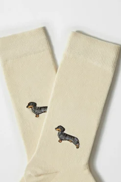 Meias altas estampado cão salsicha em algodão orgânico