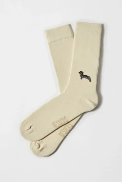 Meias altas estampado cão salsicha em algodão orgânico