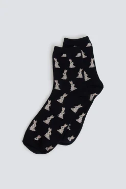 Meias compridas com estampado de coelhinhos
