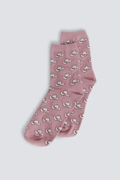 Meias compridas com estampado de chapéus